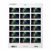 Heldergroene foto van het noorderlicht 's nachts etiket (Full Sheet)