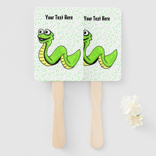 Heldergroene, gele slangen die kant-en-klare pokad handwaaier (Voorkant en achterkant)