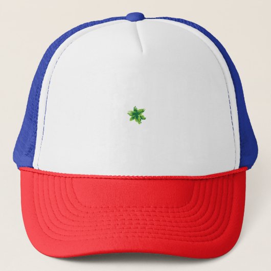 Heldergroene, gestileerde bloem met een halftoonef trucker pet (Voorkant)