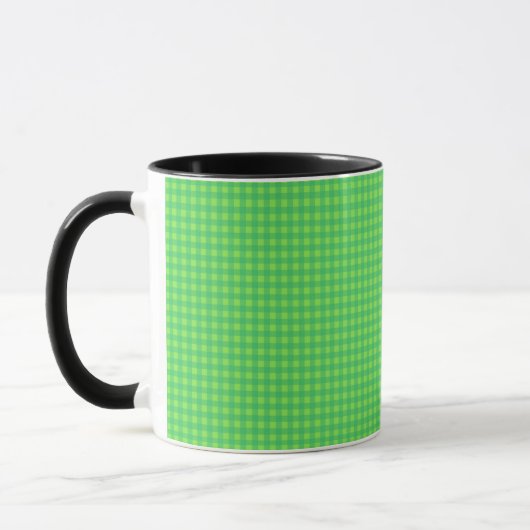 Heldergroene Gingham Geruite Koffie Mok (Links)