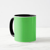 Heldergroene Gingham Geruite Koffie Mok (Voorkant links)