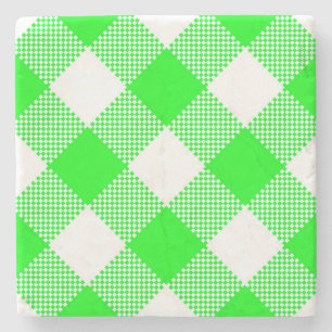 Heldergroene Gingham Gingham Checked Square Onderz Stenen Onderzetter