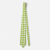 Heldergroene Gingham in wit Vichy Check Design Stropdas (Voorkant)