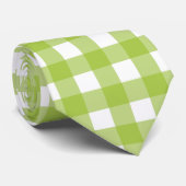 Heldergroene Gingham in wit Vichy Check Design Stropdas (Opgerold)