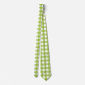 Heldergroene Gingham in wit Vichy Check Design Stropdas (Achterkant)