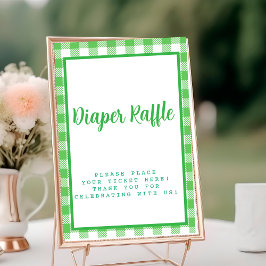 Heldergroene Gingham Luier Raffle Kaart