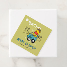 Heldergroene Giraffe in Boerderij Tractor Boys Ver Bedankjes Labels