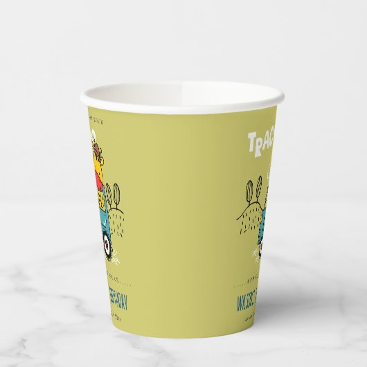 Heldergroene Giraffe in Boerderij Tractor Boys Ver Papieren Bekers (Links)