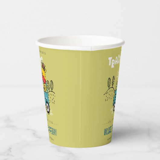 Heldergroene Giraffe in Boerderij Tractor Boys Ver Papieren Bekers (Rechts)