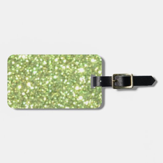 Heldergroene glitter Sparkles Bagagelabel (Voorkant horizontaal)