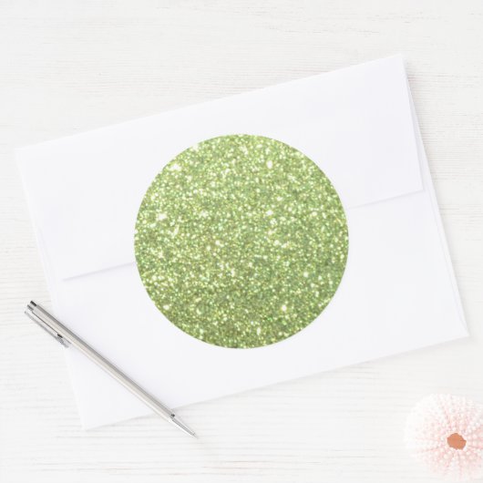 Heldergroene glitter Sparkles Ronde Sticker (Envelop)