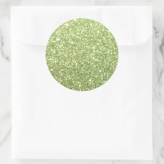 Heldergroene glitter Sparkles Ronde Sticker (Tas)