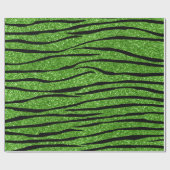 Heldergroene glitterzebrastrepen cadeaupapier (Vlak)