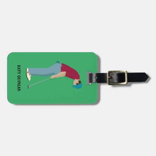 Heldergroene Golfing Thed Bagagelabel (Voorkant horizontaal)