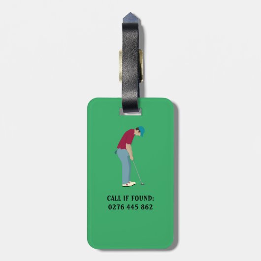 Heldergroene Golfing Thed Bagagelabel (Achterkant verticaal)