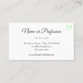 Heldergroene hartophangsystemen elegante kalligraf visitekaartje (Achterkant)