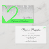 Heldergroene hartophangsystemen elegante kalligraf visitekaartje (Voorkant / Achterkant)