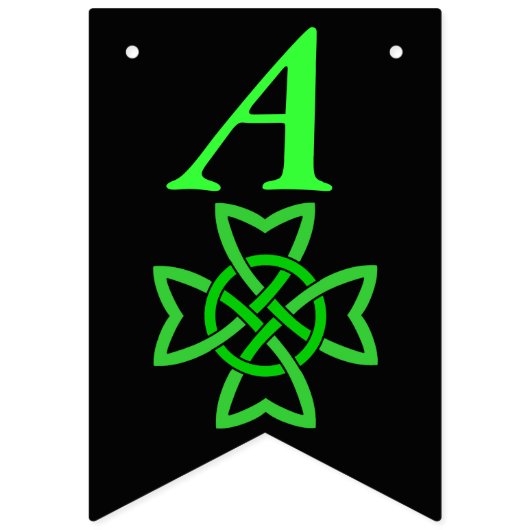 Heldergroene Ierse Keltische Knoop Ontwerp op Zwar Vlaggetjes (Tweede vlag)