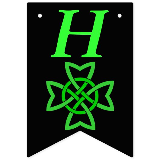 Heldergroene Ierse Keltische Knoop Ontwerp op Zwar Vlaggetjes (Eerste vlag)