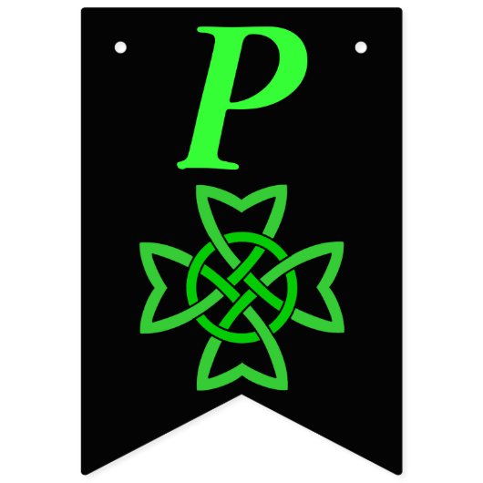 Heldergroene Ierse Keltische Knoop Ontwerp op Zwar Vlaggetjes (Derde vlag)