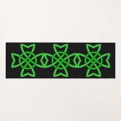 Heldergroene Ierse Keltische Loped Knots op Zwart Yogamat (Voorkant (horizontaal))