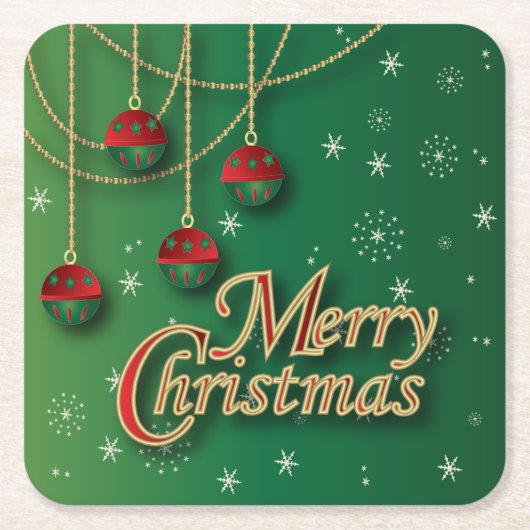 Heldergroene kerst kartonnen onderzetters (Voorkant)