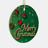 Heldergroene kerst keramisch ornament (Rechts)