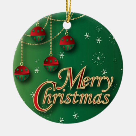 Heldergroene kerst keramisch ornament (Voorkant)