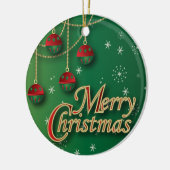 Heldergroene kerst keramisch ornament (Links)