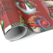 Heldergroene Kerst Plaid Gingerbread Gnome Cadeaupapier (Rol Hoek)