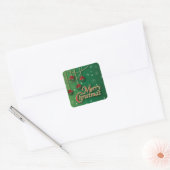 Heldergroene kerst vierkante sticker (Envelop)