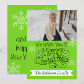 Heldergroene kerstfotofeestdag Kaart (Voorkant / Achterkant)