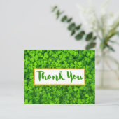 Heldergroene klaver laat achtergrond Dank u Briefkaart (Staand voorkant)