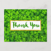 Heldergroene klaver laat achtergrond Dank u Briefkaart (Voorkant)