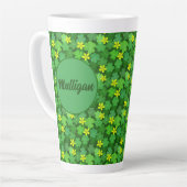 Heldergroene klaverkoffiemok latte mok (Linkerhoek)