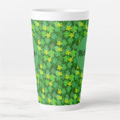 Heldergroene klaverkoffiemok latte mok (Voorkant)