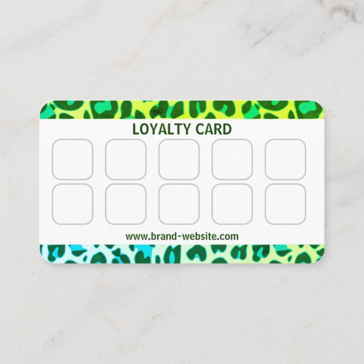 Heldergroene Leopard Print Rockabilly Patroon Visitekaartje (Achterkant)