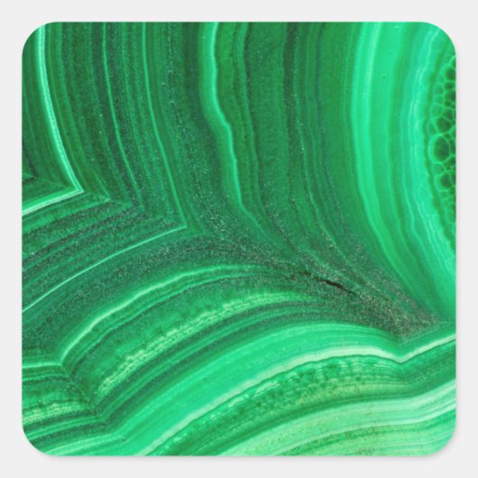 Heldergroene malachiet mineraal vierkante sticker (Voorkant)