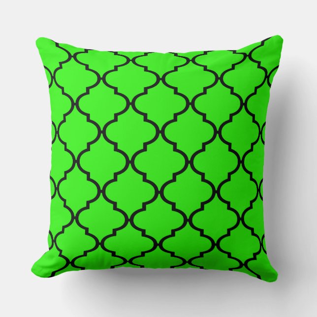 Heldergroene Marokkaanse Quatrefoil Pattern Pillow Kussen (Voorkant)