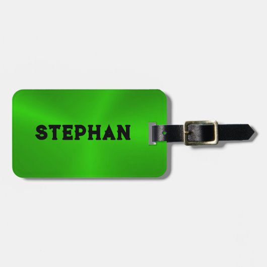 Heldergroene metalen textuur tekst bagagelabel (Voorkant horizontaal)