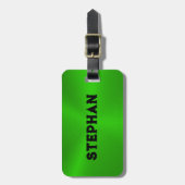 Heldergroene metalen textuur  tekst bagagelabel (Voorkant verticaal)