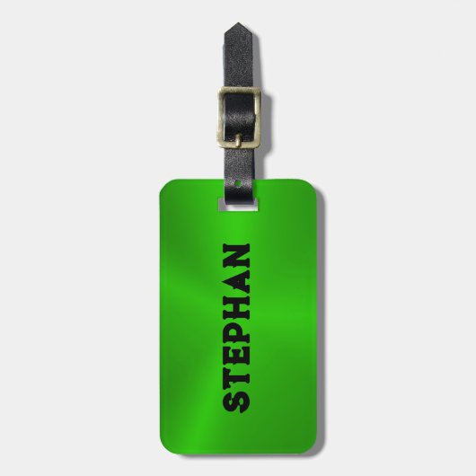 Heldergroene metalen textuur  tekst bagagelabel (Voorkant verticaal)