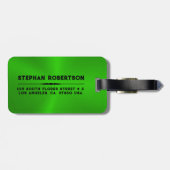 Heldergroene metalen textuur  tekst bagagelabel (Achterkant horizontaal)