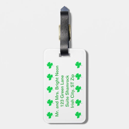 Heldergroene Neon Shamrock personaliseert Bagagela Bagagelabel (Achterkant verticaal)