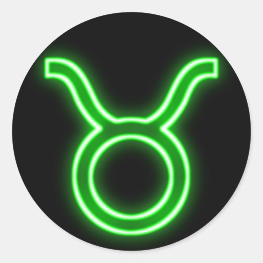 Heldergroene neon - Taurus de Bull Star Sign Ronde Sticker (Voorkant)