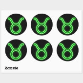 Heldergroene neon - Taurus de Bull Star Sign Ronde Sticker (Vel)
