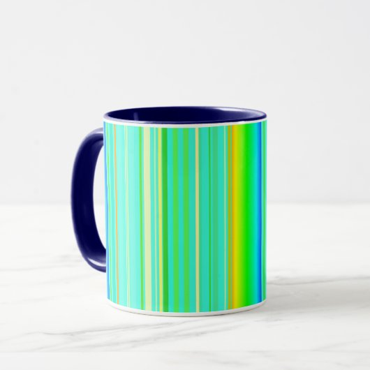 Heldergroene originele verticaal gestreepte mok (Voorkant links)