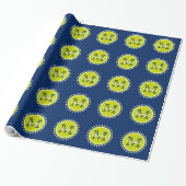 Heldergroene poka Dot Monogram op marineblauw Cadeaupapier (Uitgerold)