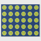 Heldergroene poka Dot Monogram op marineblauw Cadeaupapier (Vlak)