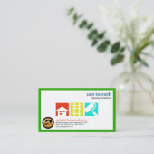 Heldergroene randschilders Logo Signage Visitekaartje (Staand voorkant)